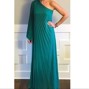 Halston Heritage Accordion Pleated Draped Gown